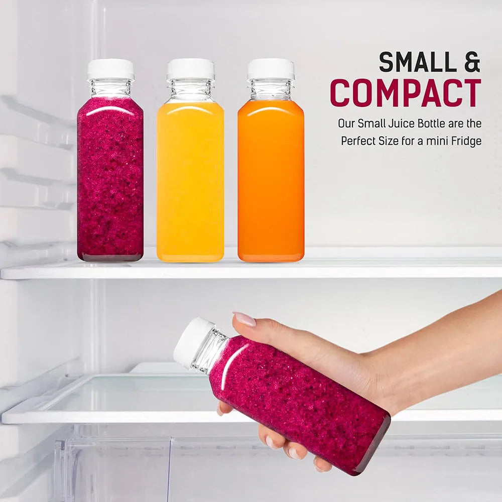 Reusable 12oz Plastic Juice Bottles Set (6 Pack)