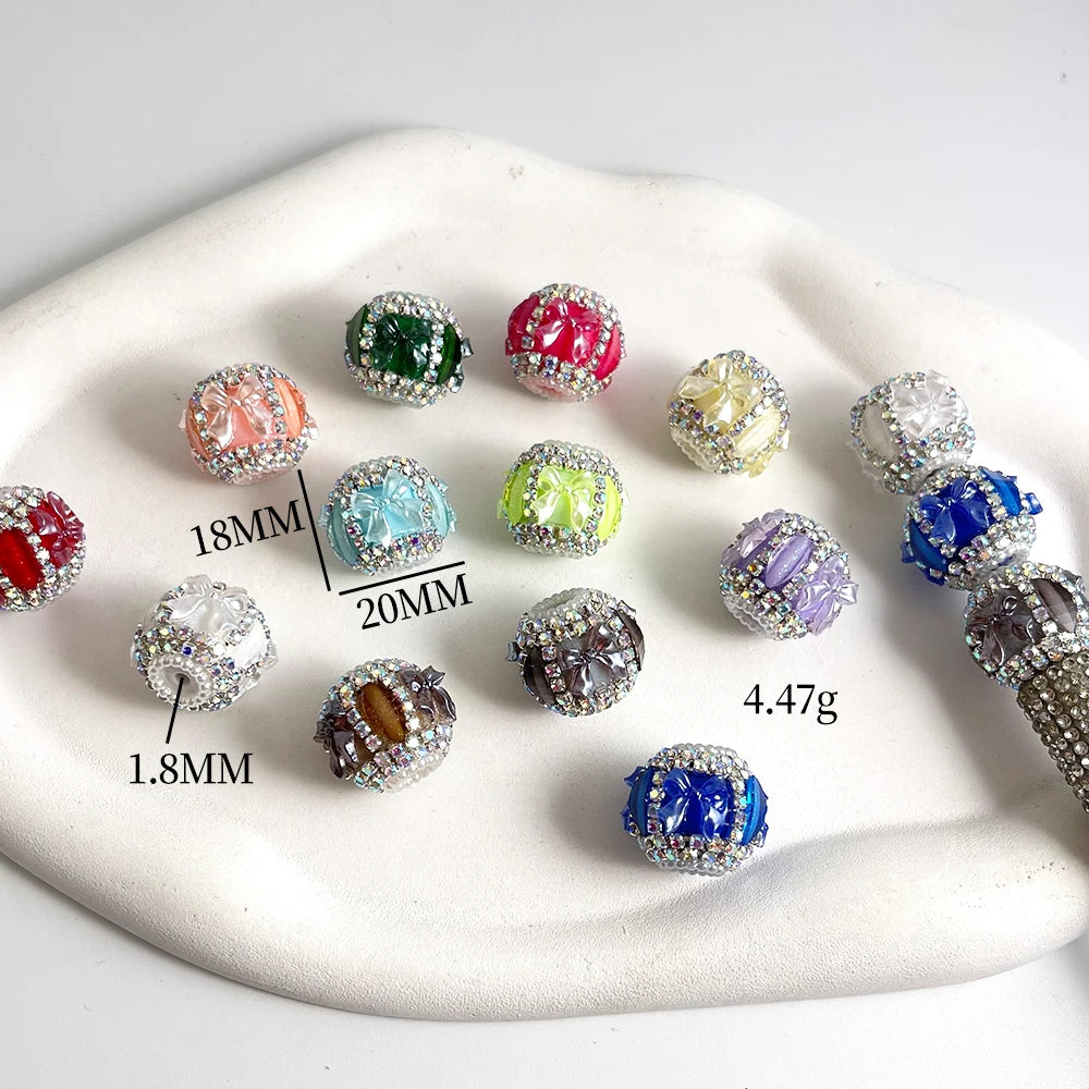 Acrylic Bow Rhinestone Beads for Jewelry Making - 50 Pieces