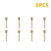 Eight natural wood honey dipper sticks displayed individually.