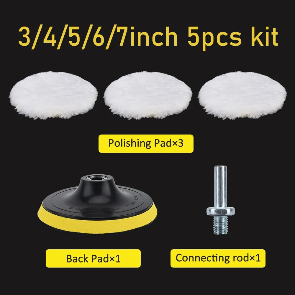Soft Wool Car Polishing Pad Set with Backing Plate