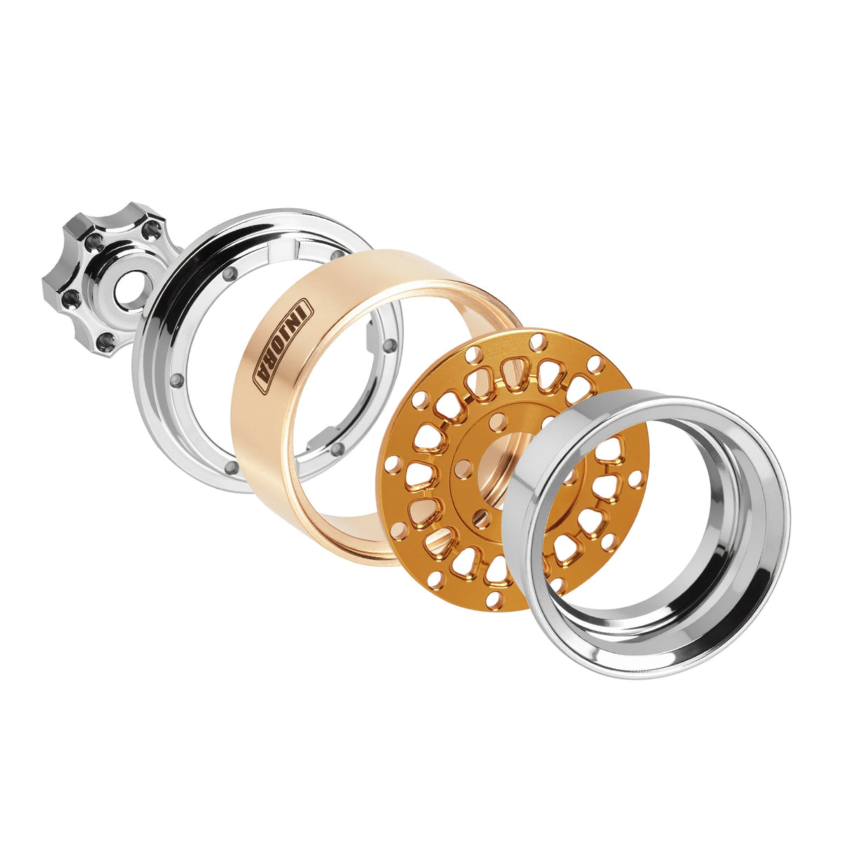 INJORA 1.0" Modular Beadlock Wheels for 1/18 1/24 RC Crawlers - Brass & Aluminum