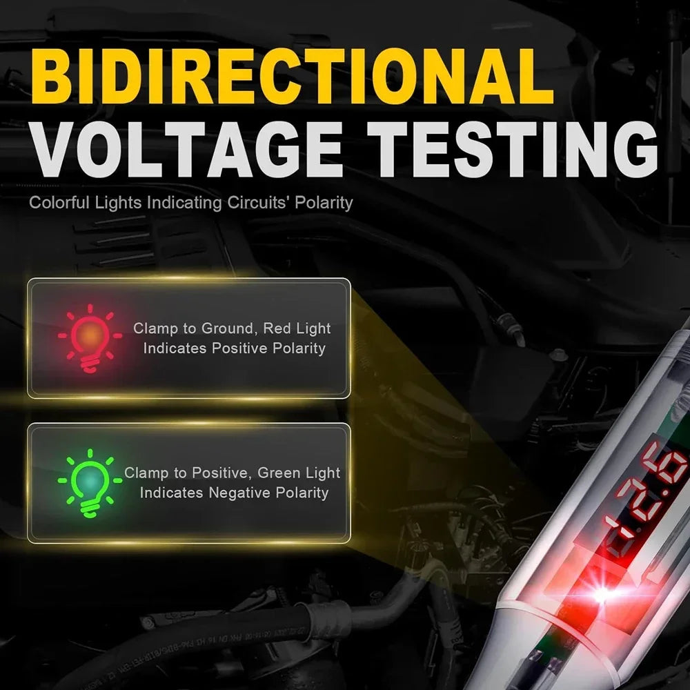 Automotive Digital Circuit Tester 6V-72V with LED Polarity Detection