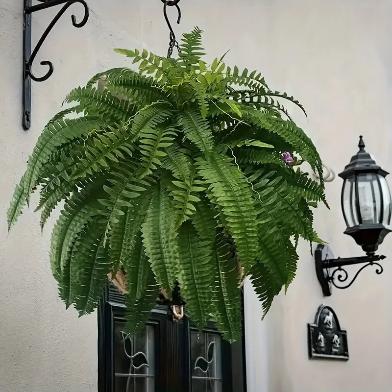 Lifelike Artificial Boston Fern with 21 Detailed Leaves