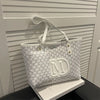Geometric Print Tote Bag with Matching Coin Purse