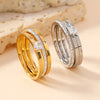 Three-Piece Stainless Steel Zircon Ring Set