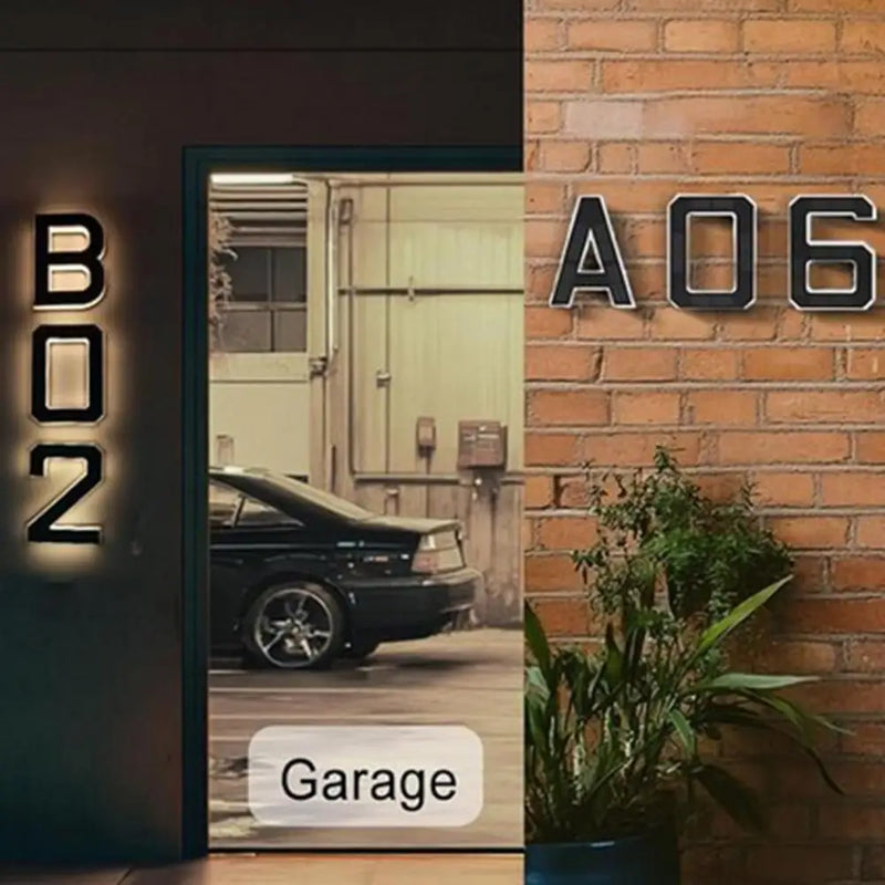 Solar-Powered LED House Number Sign