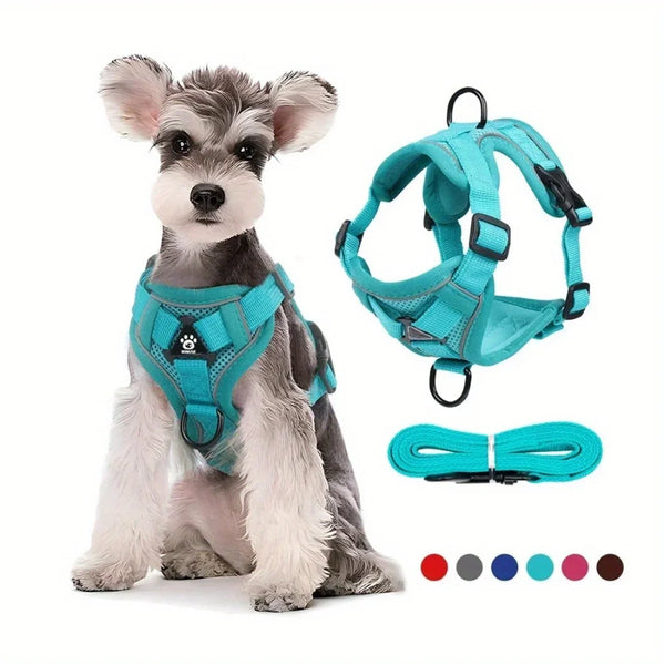 Adjustable Reflective Dog Harness & Leash Set