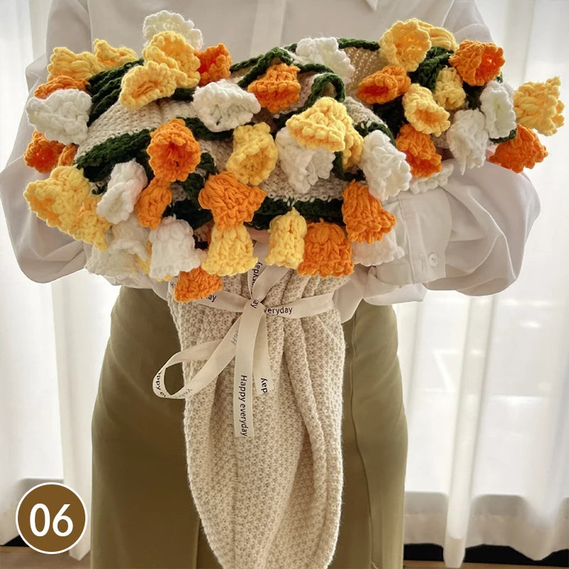 Hand Knitted Rose Bouquet Throw Blanket