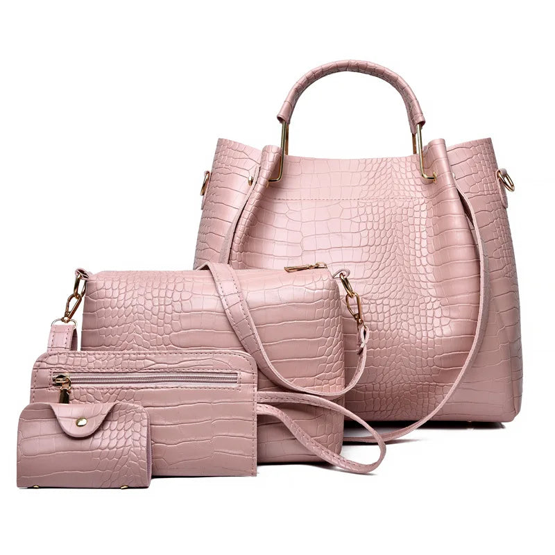 Handtaschen-Set aus Krokodil-Struktur PU-Leder