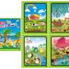 A set of colorful magic water drawing books featuring scenes like rainbows, farm animals, and nature landscapes for children.