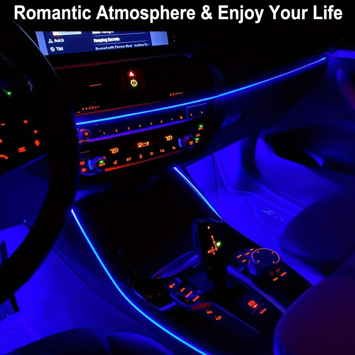 USB Powered EL Wire Ambient Light Strip for Car Interior