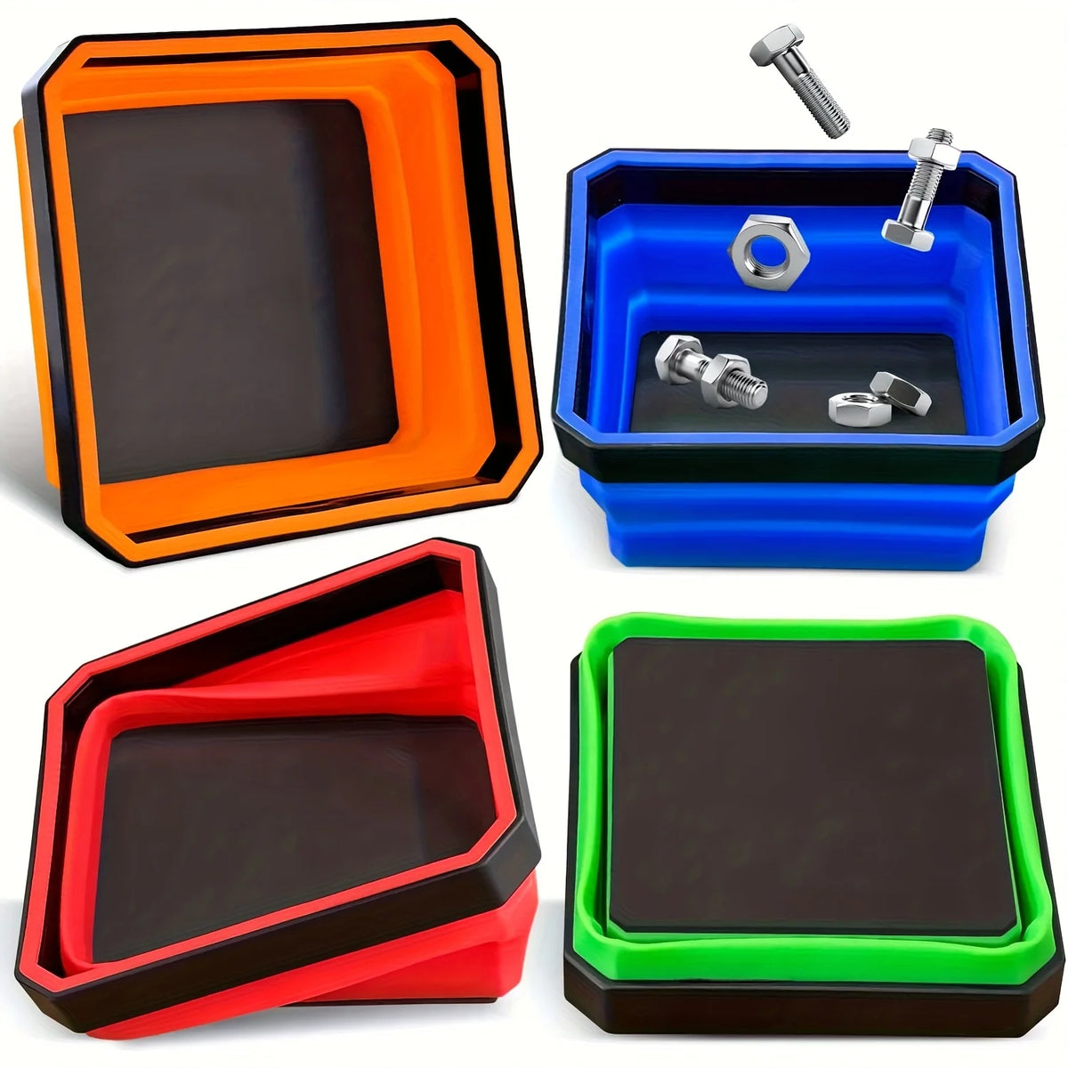 Collapsible Magnetic Parts Tray with Silicone Insert