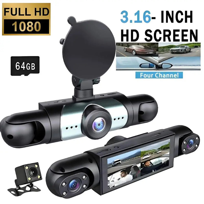 4-Channel 360° Dash Cam System with Parking Mode