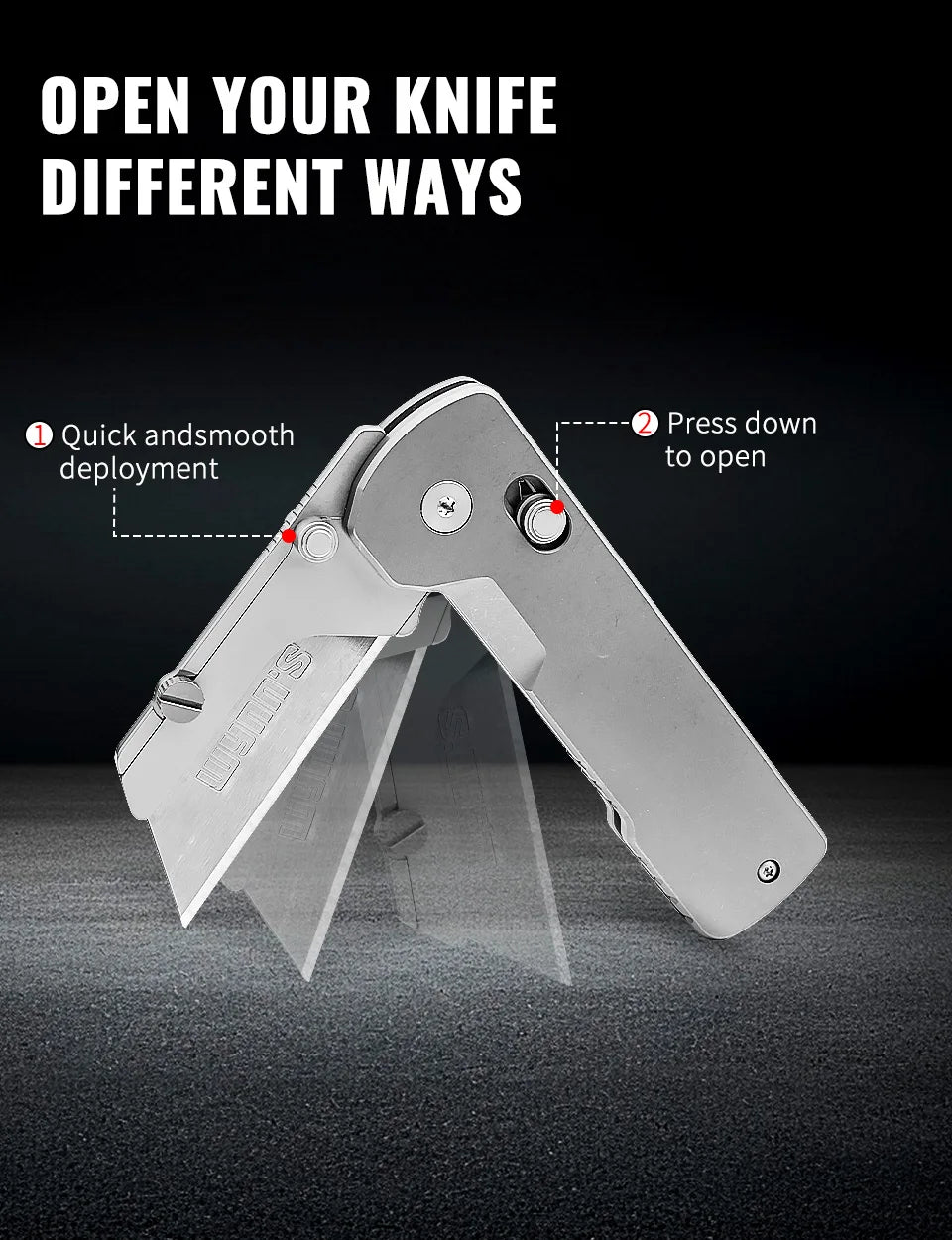 Folding Utility Knife with Quick-Change Blade and Pocket Clip