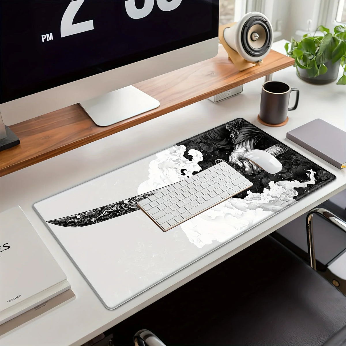 Oversized Japanese Samurai Gaming Mouse Pad with Non-Slip Rubber Base