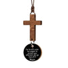 Wood Cross Car Rearview Mirror Pendant with Bible Verse