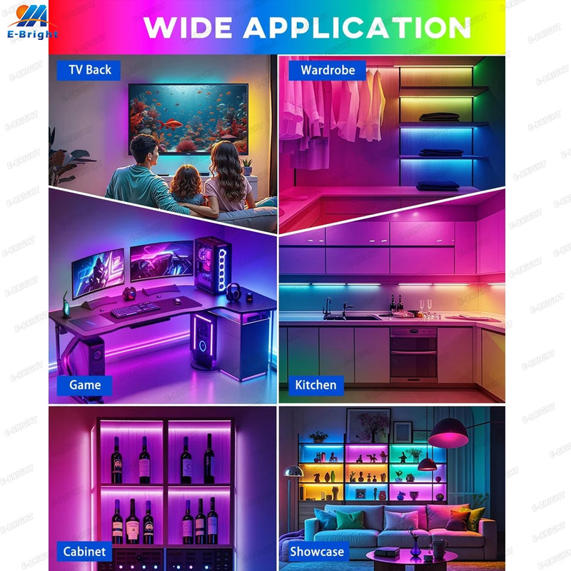 Smart RGB LED Strip Lights with Music Sync & App Control