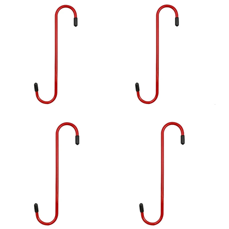 Three red S-hook brake caliper hangers shown against a white background.