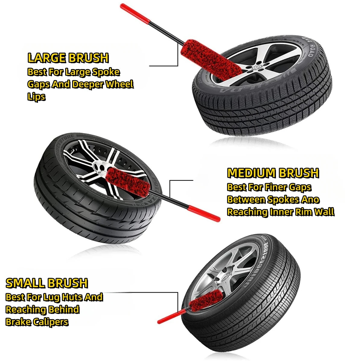 Bendable Wheel Cleaning Brush Set for Car Rims and Tires