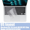 US layout of a MacBook Air 13.6 inch M4 M3 M2 Chip with a silicone keyboard cover.