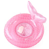 Pink inflatable swim ring with a duck-shaped float attached