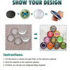 A DIY kit showing how to make designed fridge magnets by gluing magnets onto clear cabochon glass domes.
