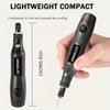 A hand holds a black JANGKLIFE lightweight compact rotary tool for writing or engraving.