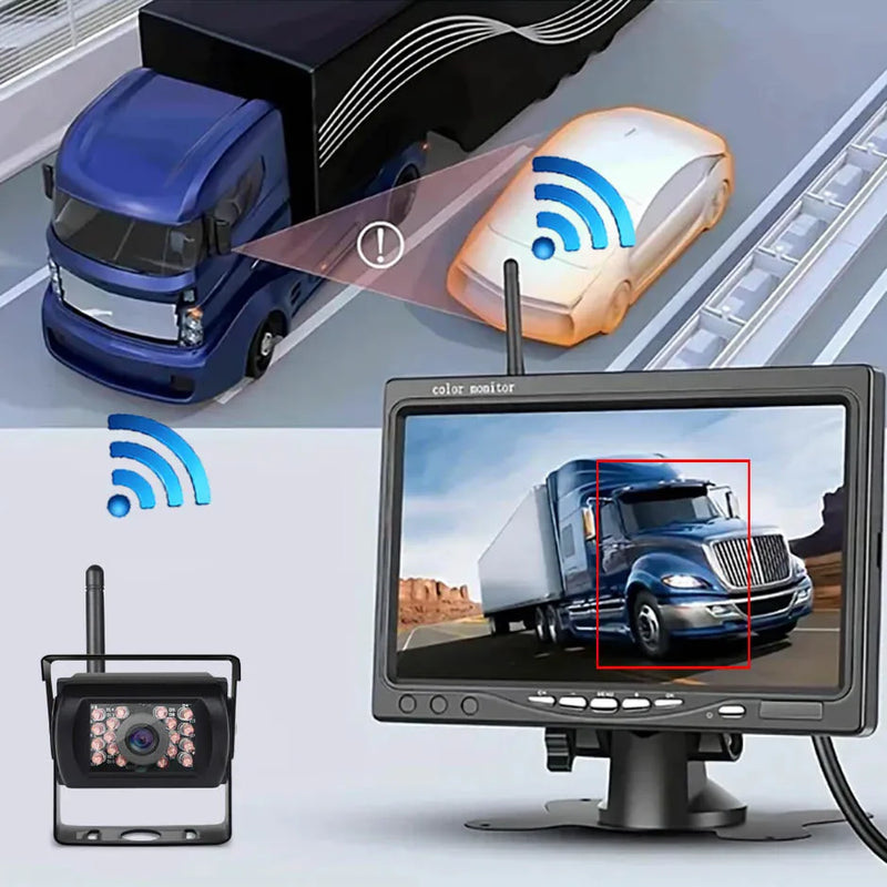 Sistema de Cámara Trasera Inalámbrica con Monitor de 7 Pulgadas y Detección de Puntos Ciegos