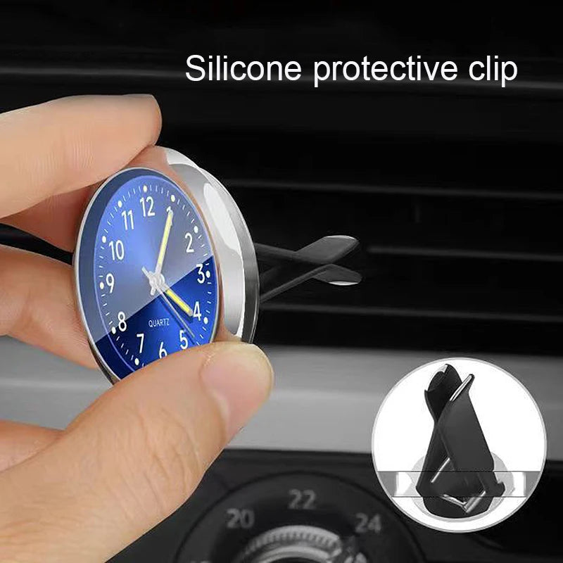 Mini Car Clock with Glow-In-The-Dark Dial and Air Vent Clip