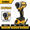 Dewalt DCF860 20V brushless impact driver tool with LED lights and specifications