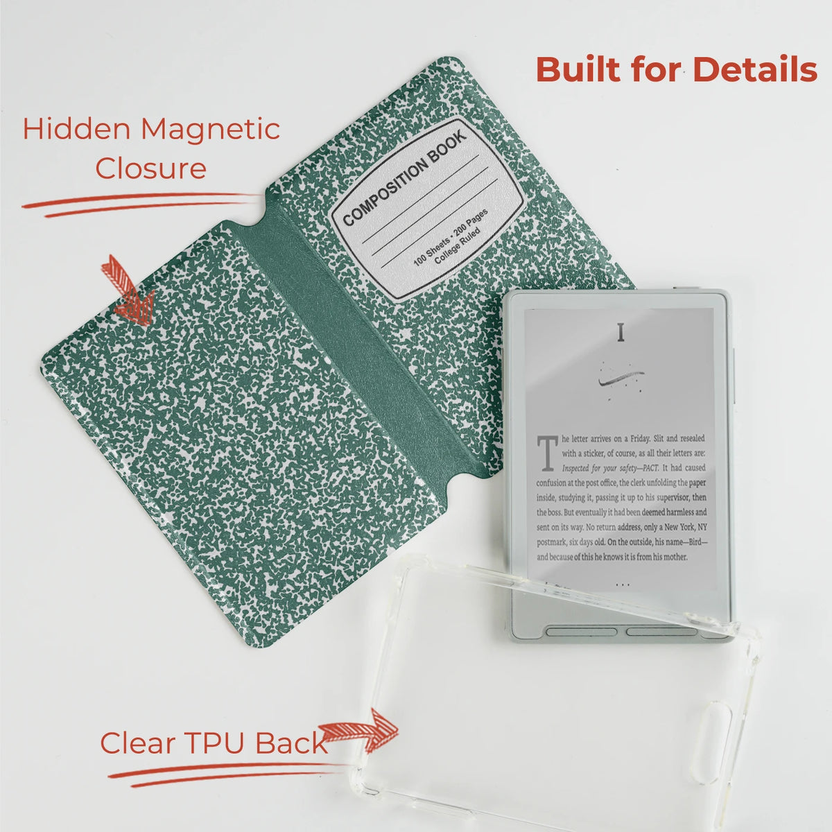 Composition Book Style Folio Case with Magnetic Closure for XTEINK X3 and X4