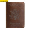 Genuine Leather Passport Holder with USA Flag Design