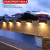 Solar step and stairs lights illuminating an outdoor path or staircase.