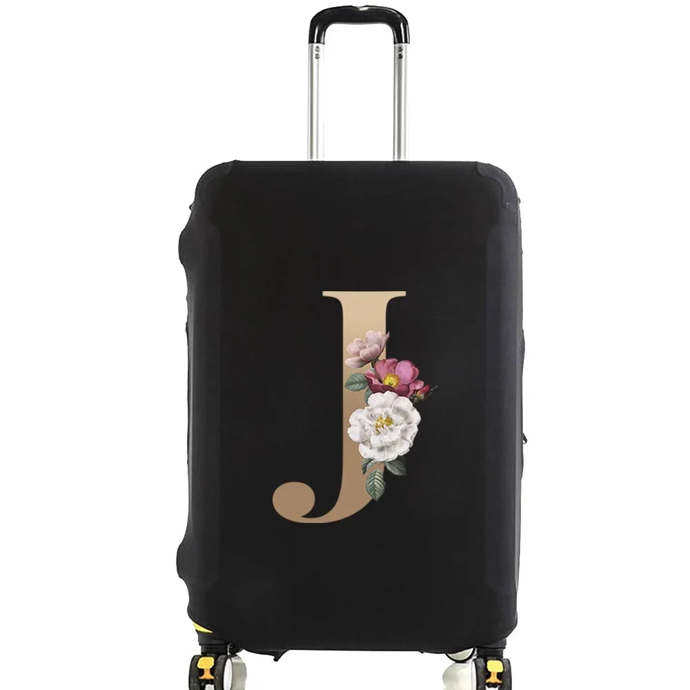 Elastic Luggage Cover with Gold Letter Design