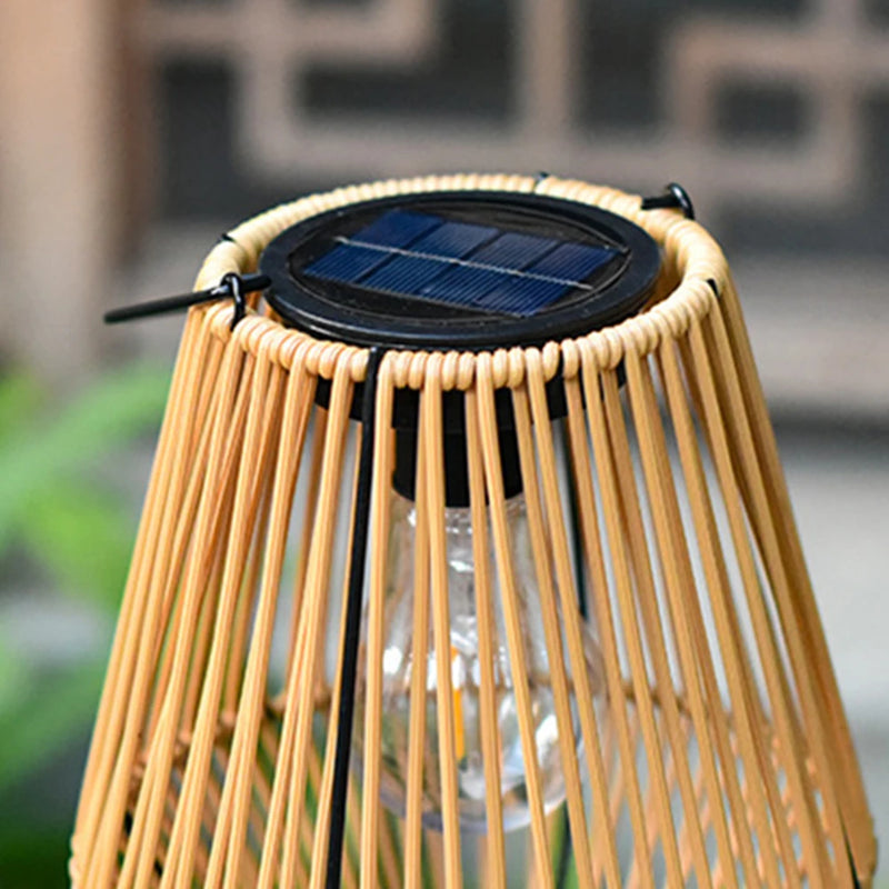 Rattan Solar Garden Lantern with Handle