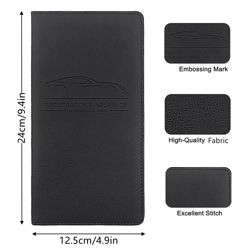 Premium PU Leather Car Document Organizer for Registration and Insurance