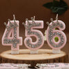 Rhinestone crown number candles for birthday cakes showing the numbers 456