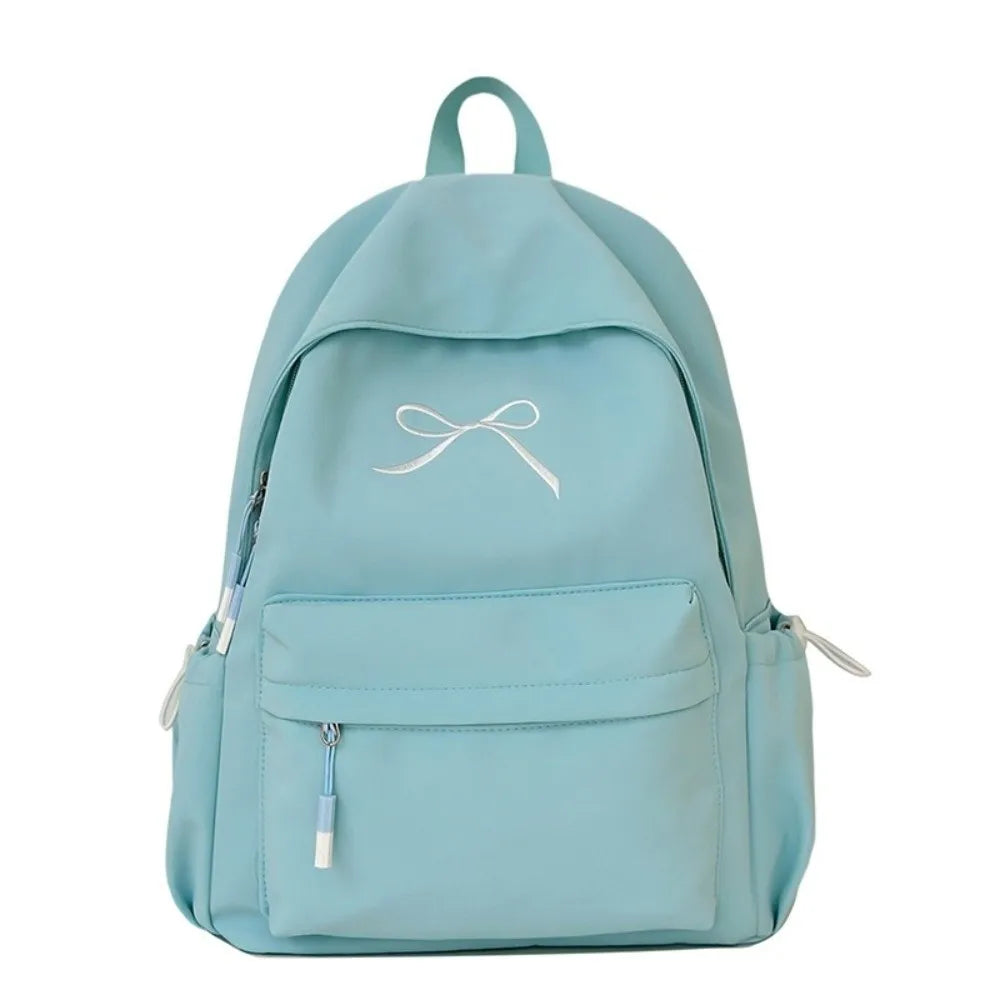 Embroidered Bow Nylon Backpack for Girls – Lightweight & Spacious