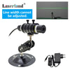 A black laser module with a green line is visible, mounted on a base for haunted house or garden decor.