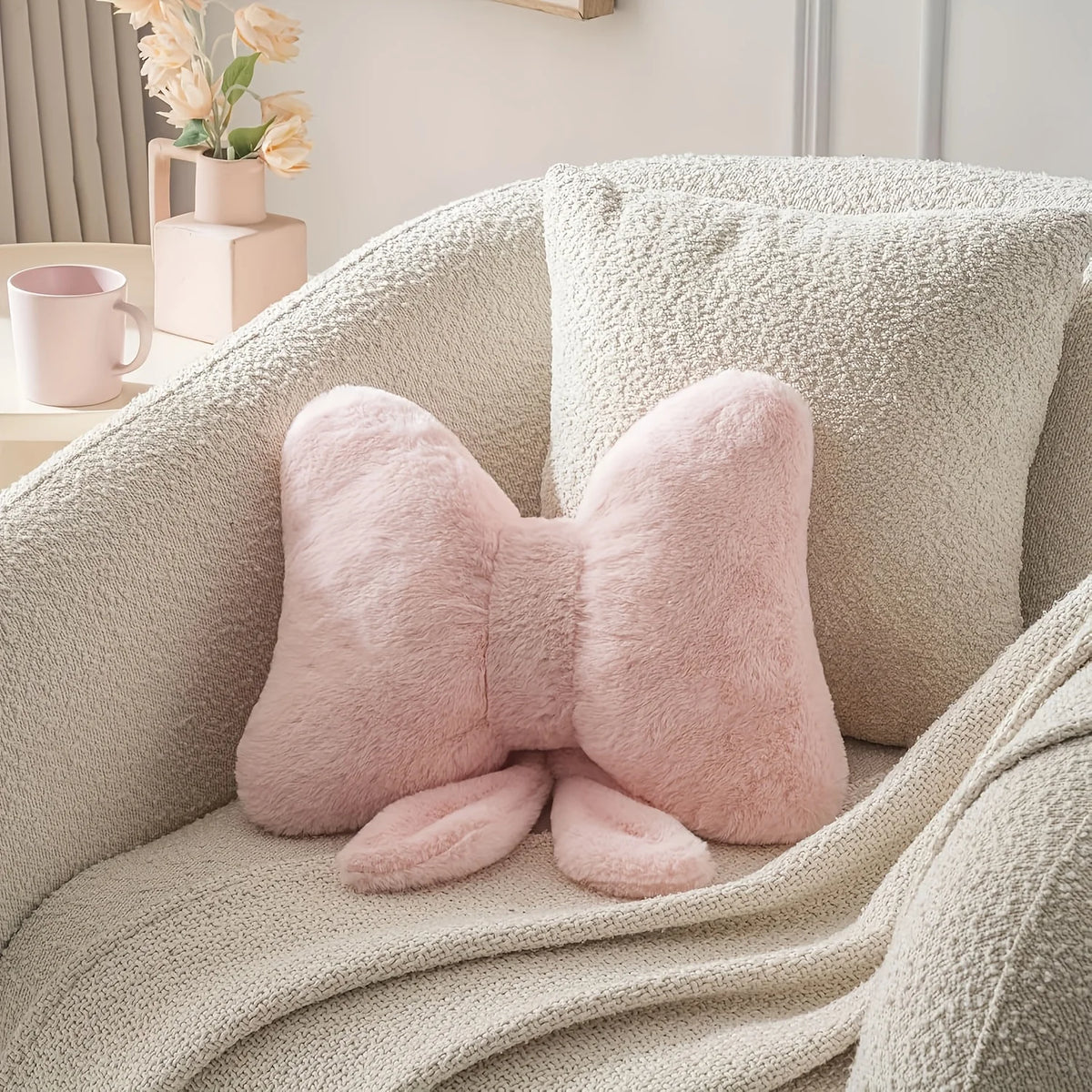 Cute Bow-Shaped Plush Pillow for Cozy Home Decor