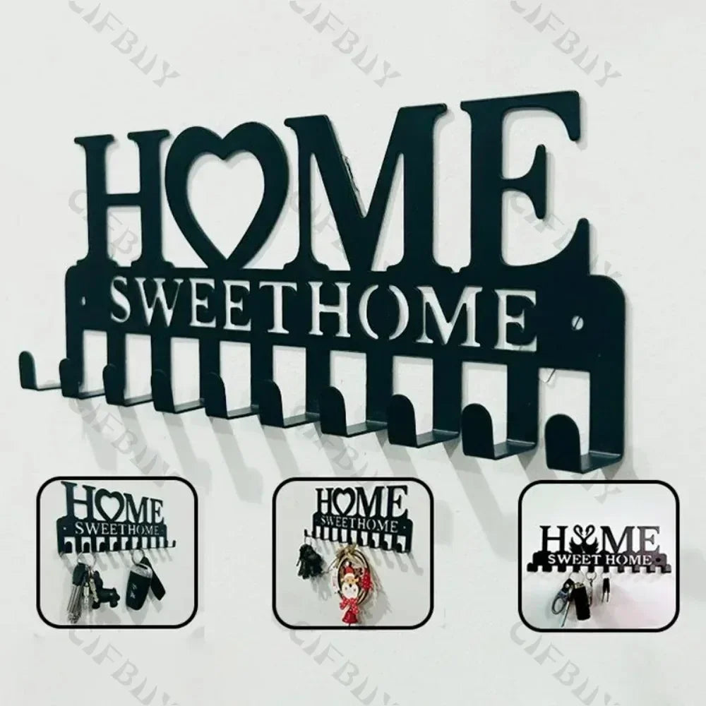 House-Shaped Wall Key Holder with Hooks