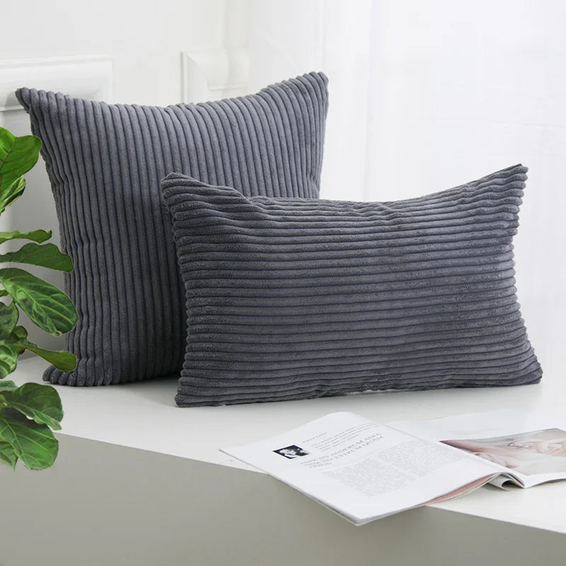 Soft Corduroy Striped Throw Pillow Cover