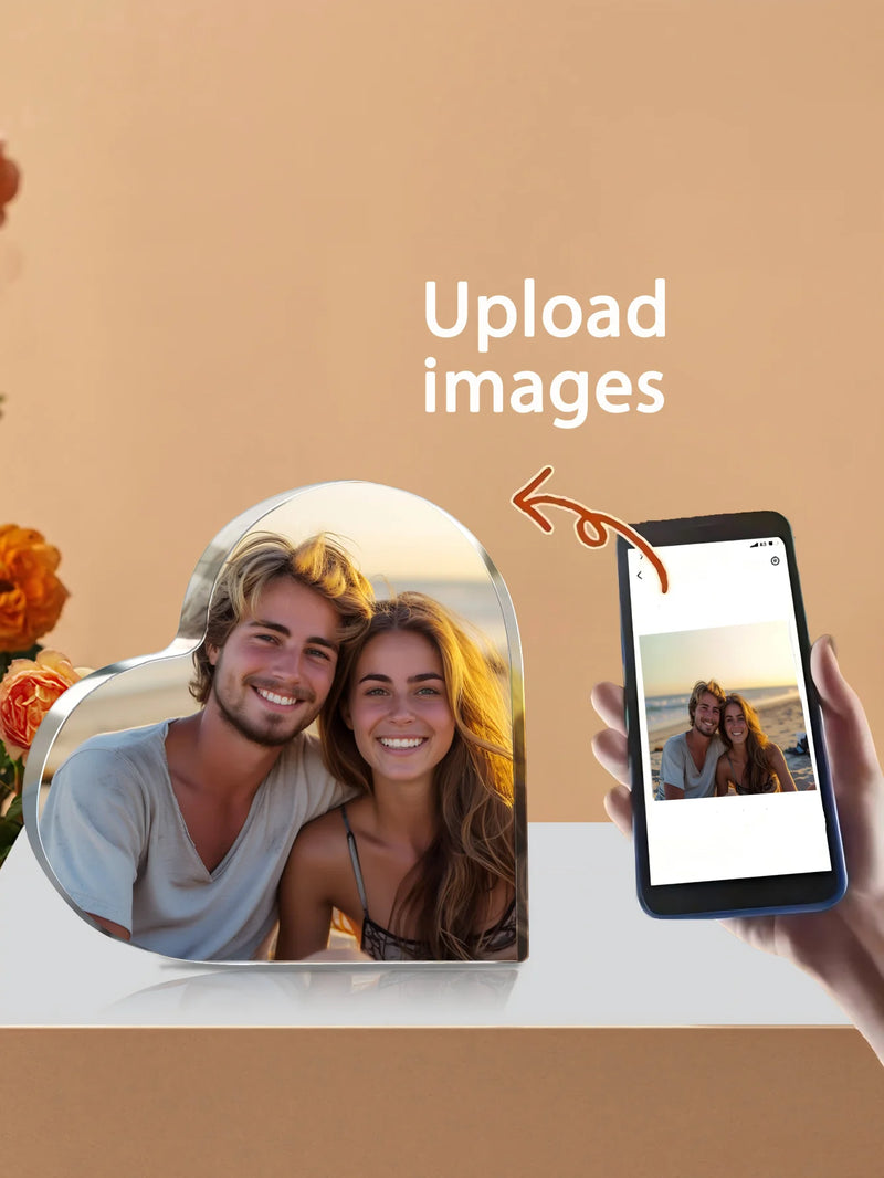 Recuerdo de Acrílico en Forma de Corazón con Foto Personalizada