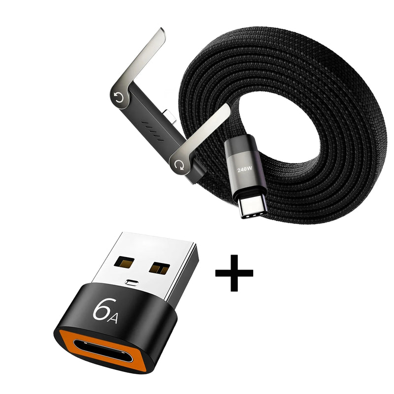 240W Fast Charging Cable with Pop-Up Phone Stand