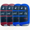 Four replacement smart key shells in red, black, and blue for Dodge Challenger and Charger models