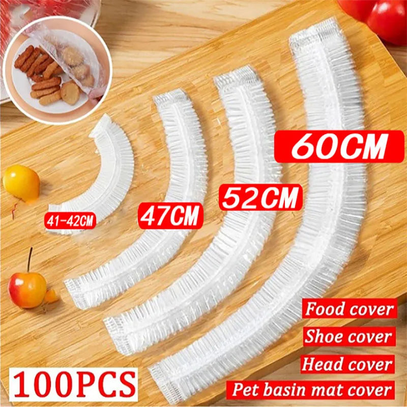 100 pieces of white reusable elastic covers for food, shoe, head, and pet basin mats