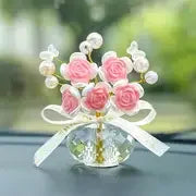 Crystal Glass Rose Dashboard Ornament