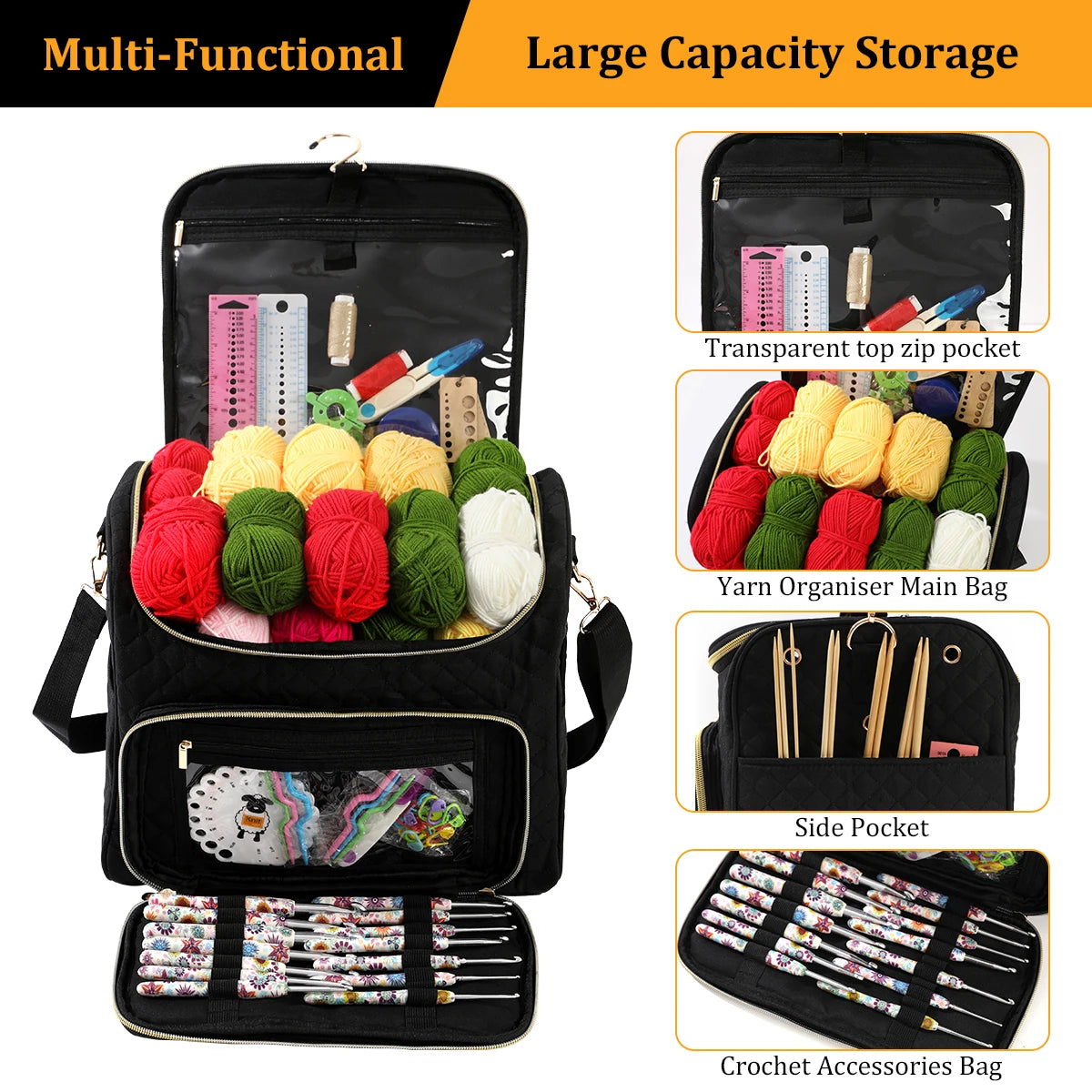 Portable Yarn Storage & Crochet Organizer Bag