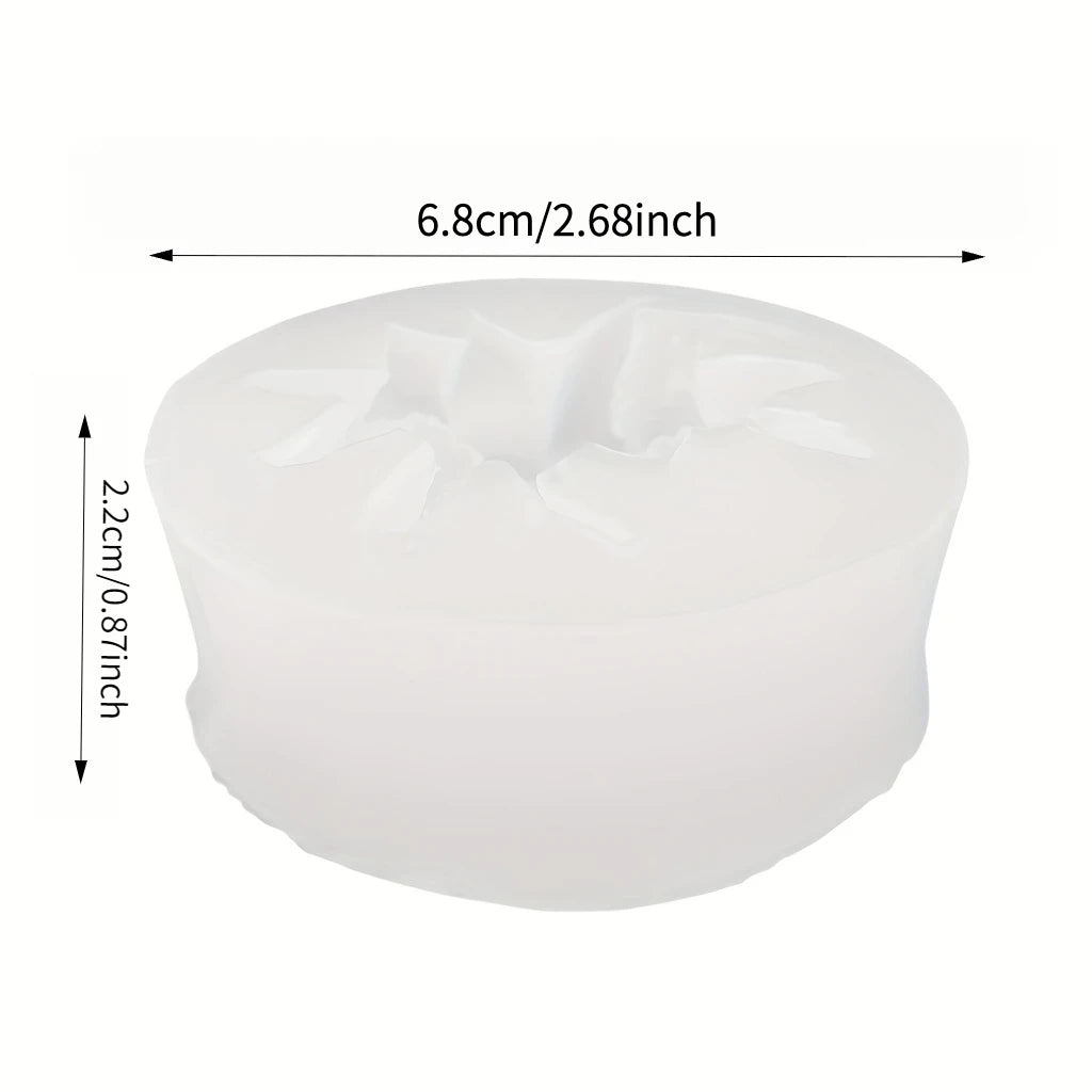 A white silicone mold with a rose design used for crafting candles, soap, and resin.