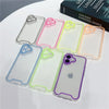 A collection of glow-in-the-dark neon clear phone cases for iPhone, featuring various pastel colors.